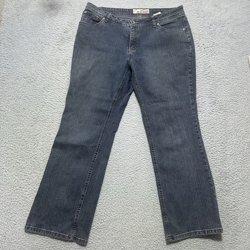 Vintage Faded Glory Mid Rise Bootcut‎ Jeans-Women's 14P-Stretch-Medium Blue Wash